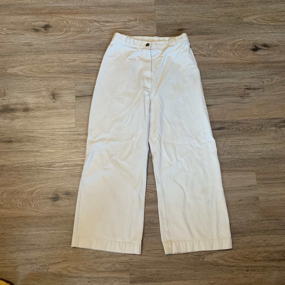Marty Jean High Waisted Wide Leg Denim Pants - Cream - USA made - Size 26